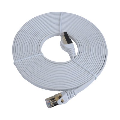 Cat 7 Ethernet Cable 20 ft White Cat7 Flat Ethernet Patch Cables Compatible with Switch/Router/Modem/Patch Panel